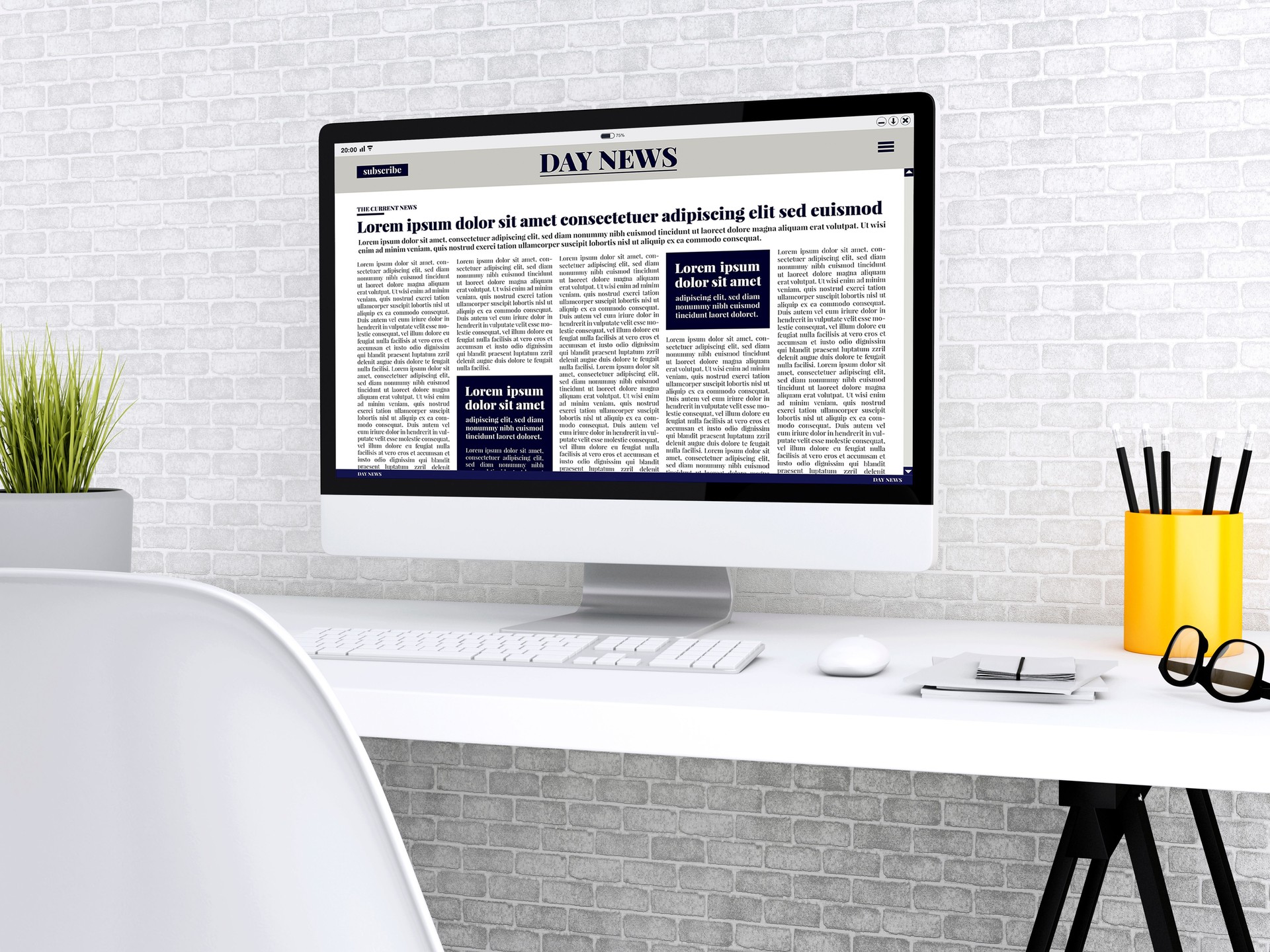 periódico digital 3D en la pantalla del ordenador