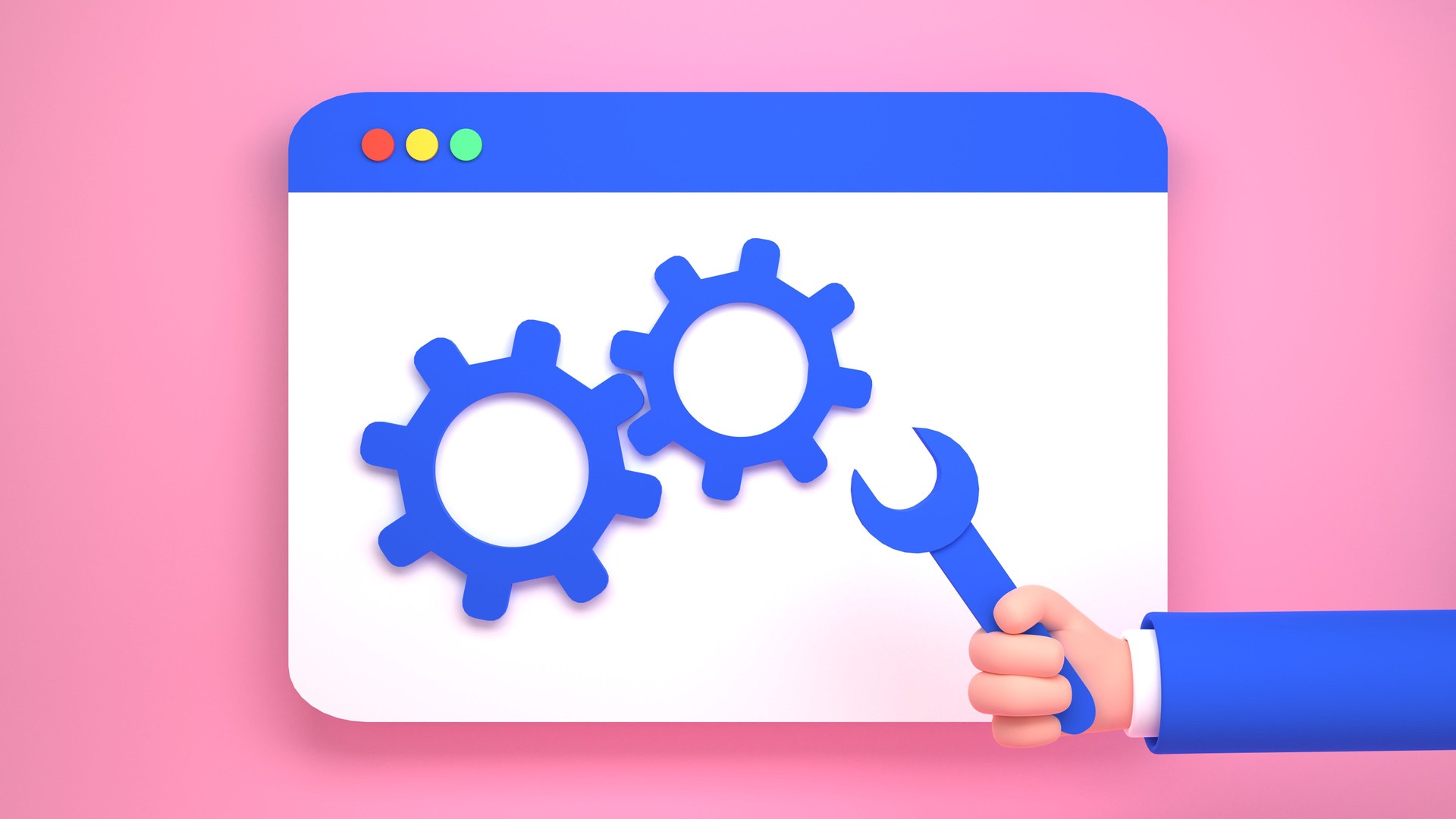 Concepto de mantenimiento de sitios web. Ilustración de renderizado 3d.